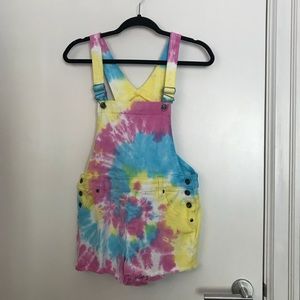 Hot topic tie dye overalls